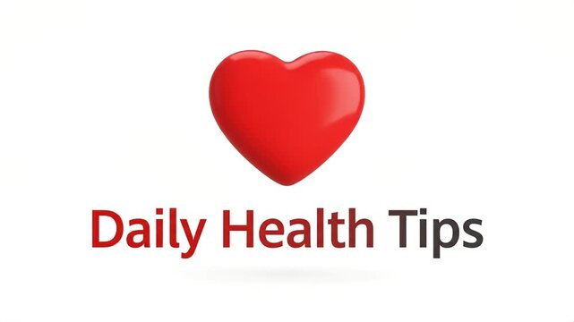 Red heart graphic with daily health tips text