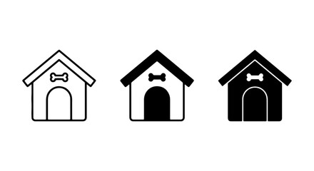 Fototapeta premium Dog House Icons, Pet Shelter Symbols, Canine Home Graphics, Animal Lodging Vector Set