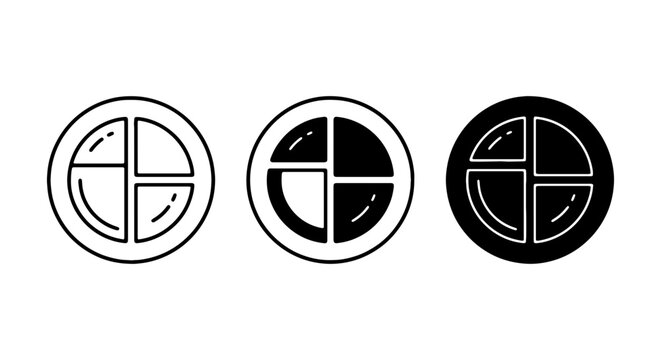 Four Section Circle Icons, Data Segments, Pie Chart Graphics, Business Analysis Tools