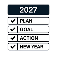 Fototapeta premium Newyear plan goal action checklist for 2027 on white background