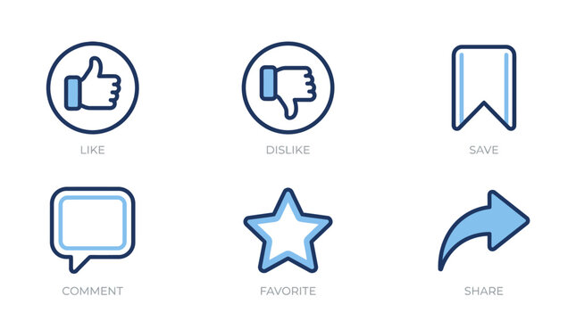 Social media icons and symbols.