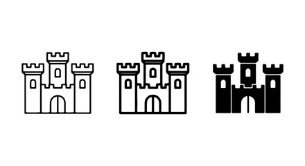 Castle icon set, medieval fortress symbol, ancient building pictogram, vector graphic © Jubayer
