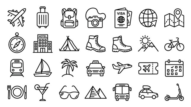 Travel icons and symbols collection.