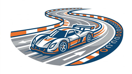 Race Car Speeding on a Winding Track. © Putra