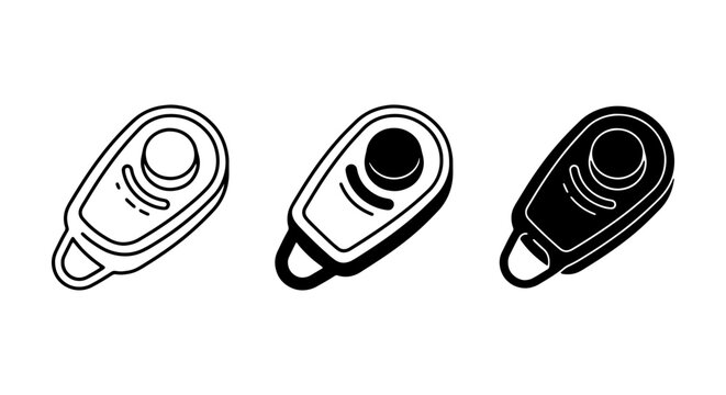 Dog Training Clicker Icons, Pet Behavior Tool Set, Animal Clicker Training Vector