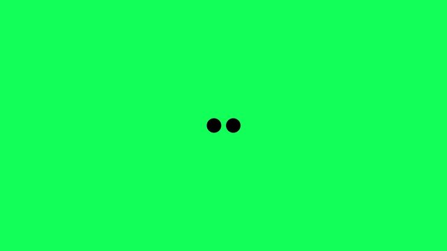 Minimal two vertically aligned black dots pulsing loop animation on a green background. Rotating progress two dots circle alternately animation for loading indicator ui with alpha channel