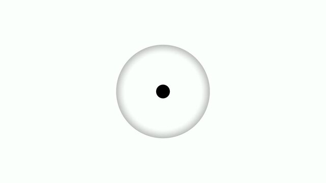 Animated black pulsing dot is surrounded by a glowing circle on a white background. Pulsing circle and dot effect with radio wave sing looped animation isolated and has an alpha channel