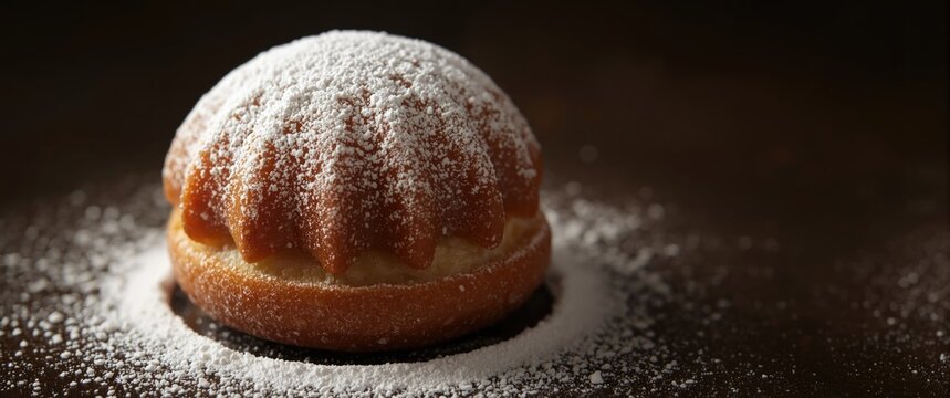 Classic ensaimada pastry topped with powdered sugar and clipping path