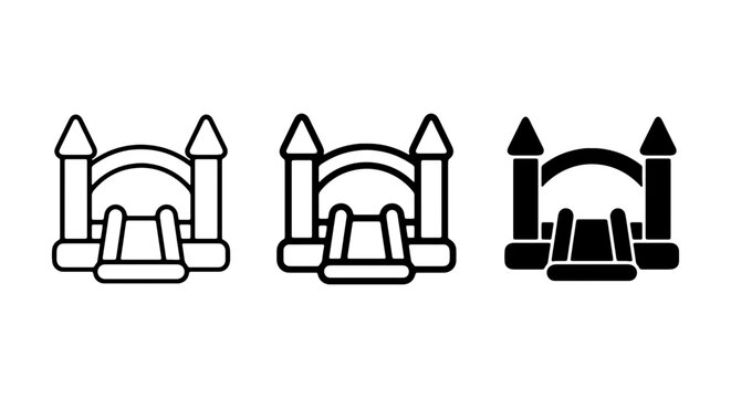 Bouncy Castle Icons: Outline, Filled, Silhouette Vector Graphics for Playful Events