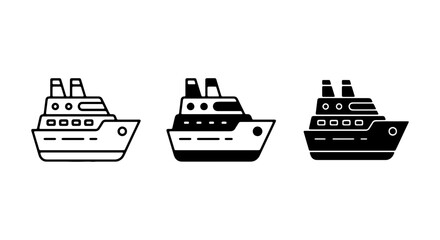 Cruise Ship Icons: Modern Vector Graphics for Travel and Nautical Themes © Sumon