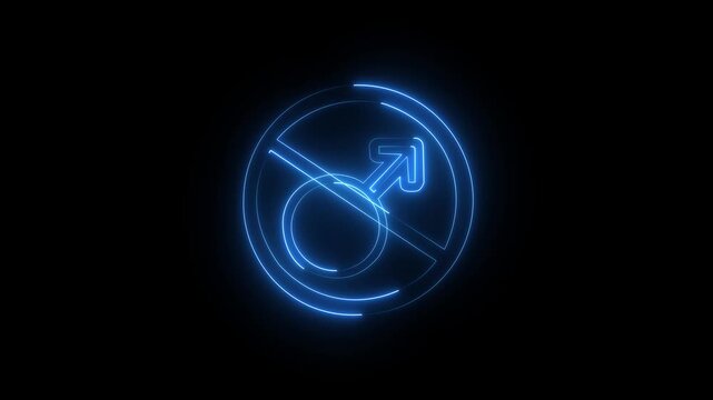 Glowing neon line Gender icon not allow animation. glowing gender symbol video footage black blackground motion animation 4k video...