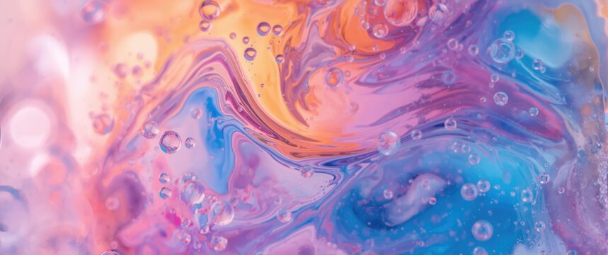 bright and colorful abstract backdrop featuring intricate swirling oil bubbles