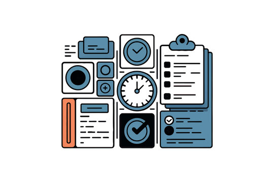 Digital infrastructure elements set showing network security icons server cloud buildings and wave abstract pattern vector Vector Art