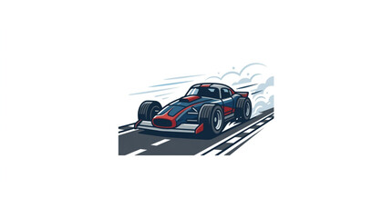 Race Car Speeding Down Track with Smoke. © Putra