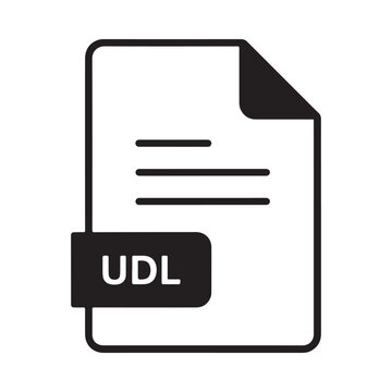 document icon with udl label flat vector illustration on white background