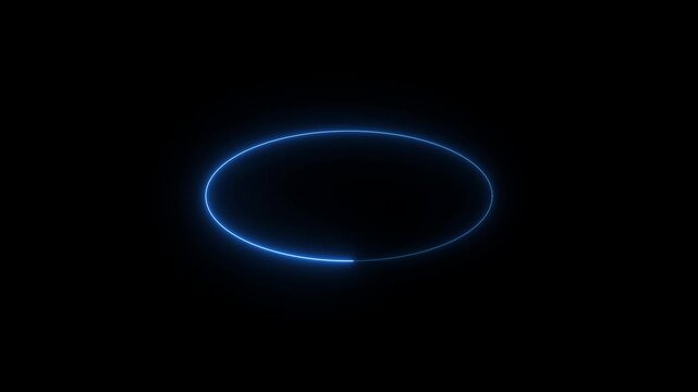 abstract glowing neon line cyan color circular lens animation black blackground motion animation 4k video...