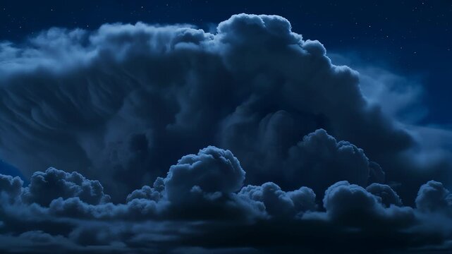 Dramatic dark storm clouds gathering in the night sky creating a powerful and ominous atmospheric scene