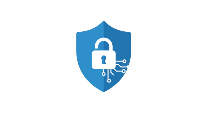 Blue shield with white lock icon.