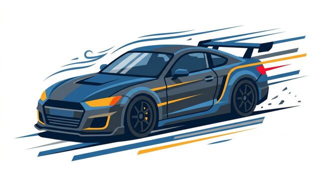 Sleek Sports Car Accelerating with Motion Blur.