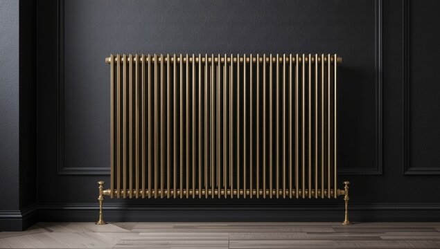 Bimetallic Radiator with Stylish Design Contemporary Apartment Setting, Warm Metallic Finish