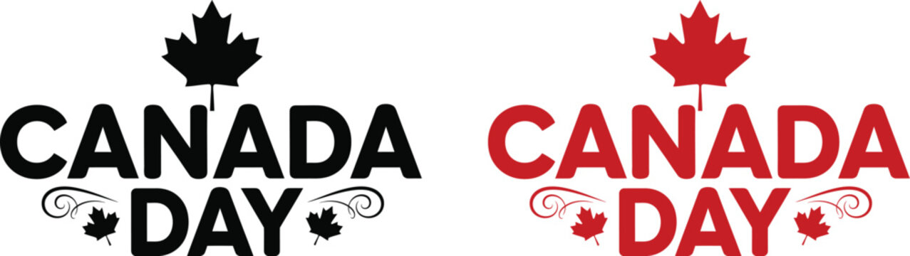 Canada day vector graphics with maple leaves and patriotic text