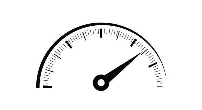Speedometer icon showing a high performance level with the needle pointing towards the right side of the graduated scale.