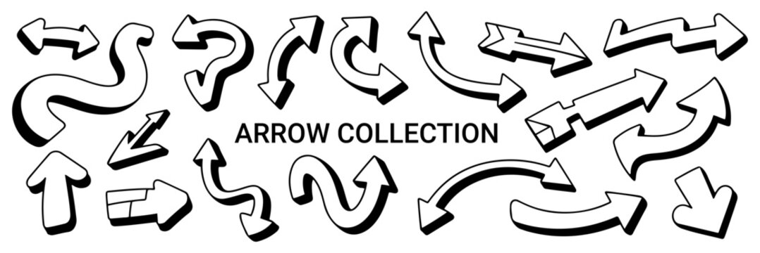 hand drawn arrow icon vector set