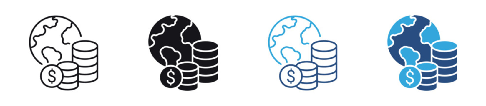Global Finance Icon Set, International Investment, Digital Economy and Financial Management concept icon, vector illustration.