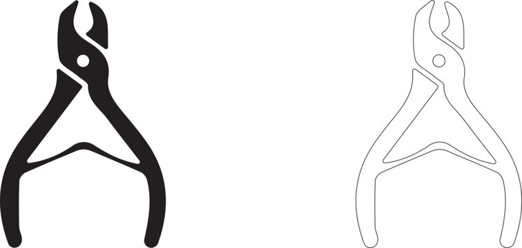 Nail nippers icon, symbol of cuticle clippers, manicure cutters, pedicure tools and nail master equipment, vector icon in two styles: glyph and outline.