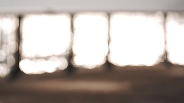 A coastal deck fence with a reflective ocean surface in the background