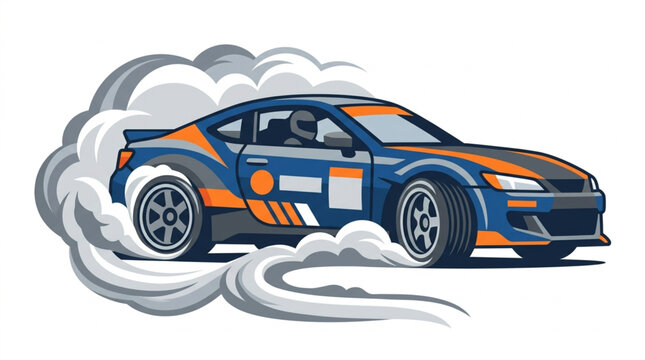 Sports Car Drifting Creating Smoke and Motion.