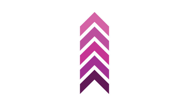 Stack of colorful chevron arrows pointing upwards isolated on transparent background success growth concept.