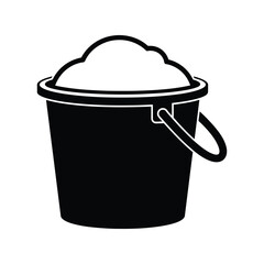 Cleaning bucket silhouette vector icon with soap foam isolated on white background © alien AZ
