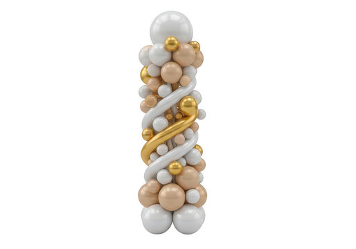 Colorful balloon column with gold and white balloons