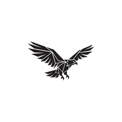 Fototapeta premium Strong Eagle Vector Silhouette Logo Design – Powerful Black Bird Tattoo Style Illustration