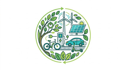Obraz premium Sustainable Energy and Transportation Concept Illustration.