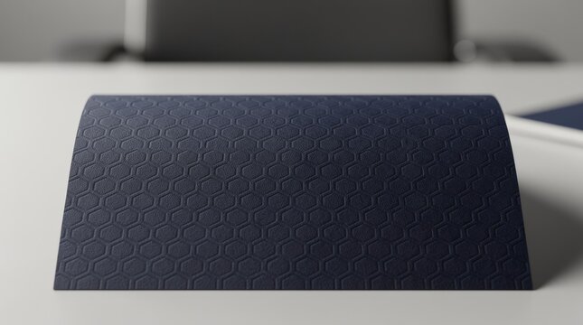 Close up of a dark blue textured surface with a hexagon pattern