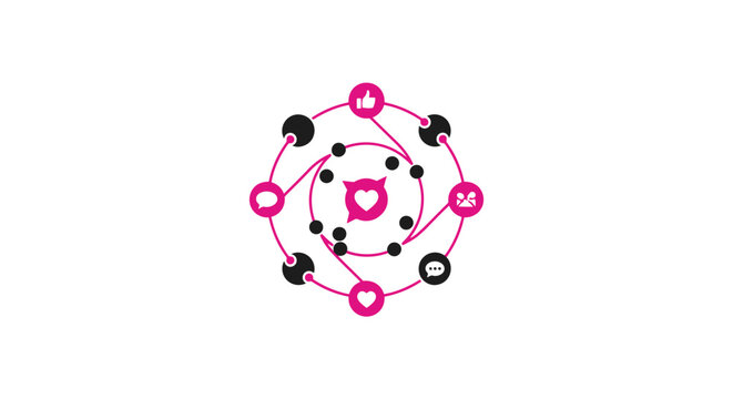Pink and black molecular structure model.