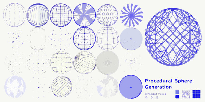 procedural sphere generation visualizations abstract geometric patterns