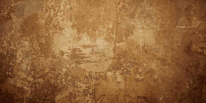 Brown artistic recycled paper texture with cream grunge vignette on hardboard background