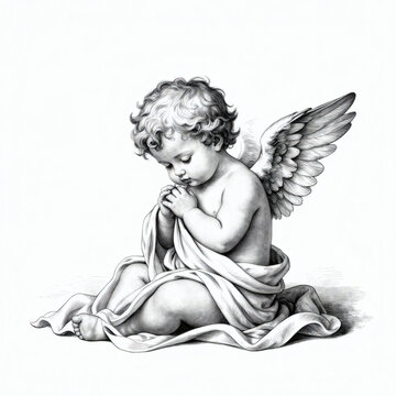 Vintage Renaissance Cherub Angels Antique Engraving Illustration