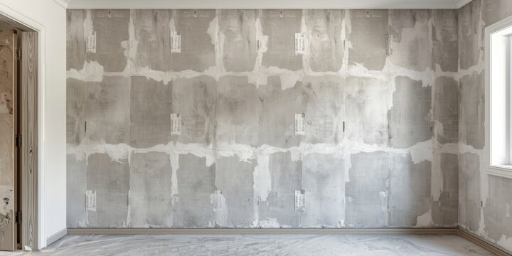 Apartment interior wall drywalling featuring gypsum board for professional finish