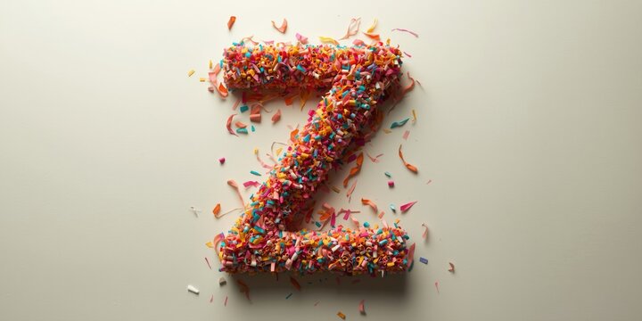 Artistic letter Z created from vibrant colored pencil shavings