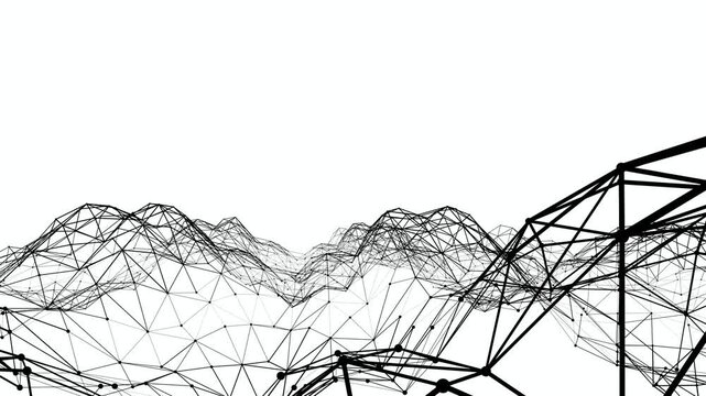 Black wireframe mountain range abstract background for technology websites