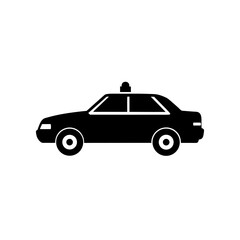 Fototapeta premium Black silhouette of a classic city taxi driving on a roadway