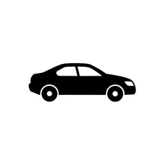 Obraz premium Simple black silhouette of a modern sedan car side view