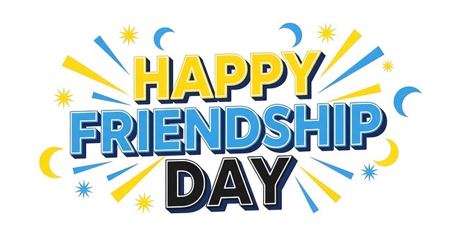 Happy friendship day typography illustration with stars and crescent moons