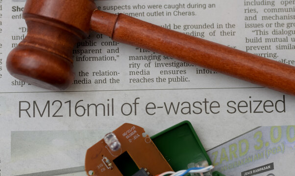 Judge Gavel on Newspaper Article About Massive Electronic Waste Seizure