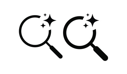 Search icon set. magnifying glass with magic sparkle stars symbol. find and analyze with Machine learning. Generate ai with loupe icons  © Sultana Design