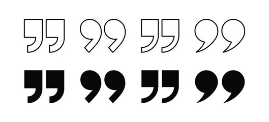 Fototapeta premium Double quote marks icon. Solid and stroke Style Icons. Quotation mark sign. inverted comma symbol. speech and typography design. Commas quotes speech marks